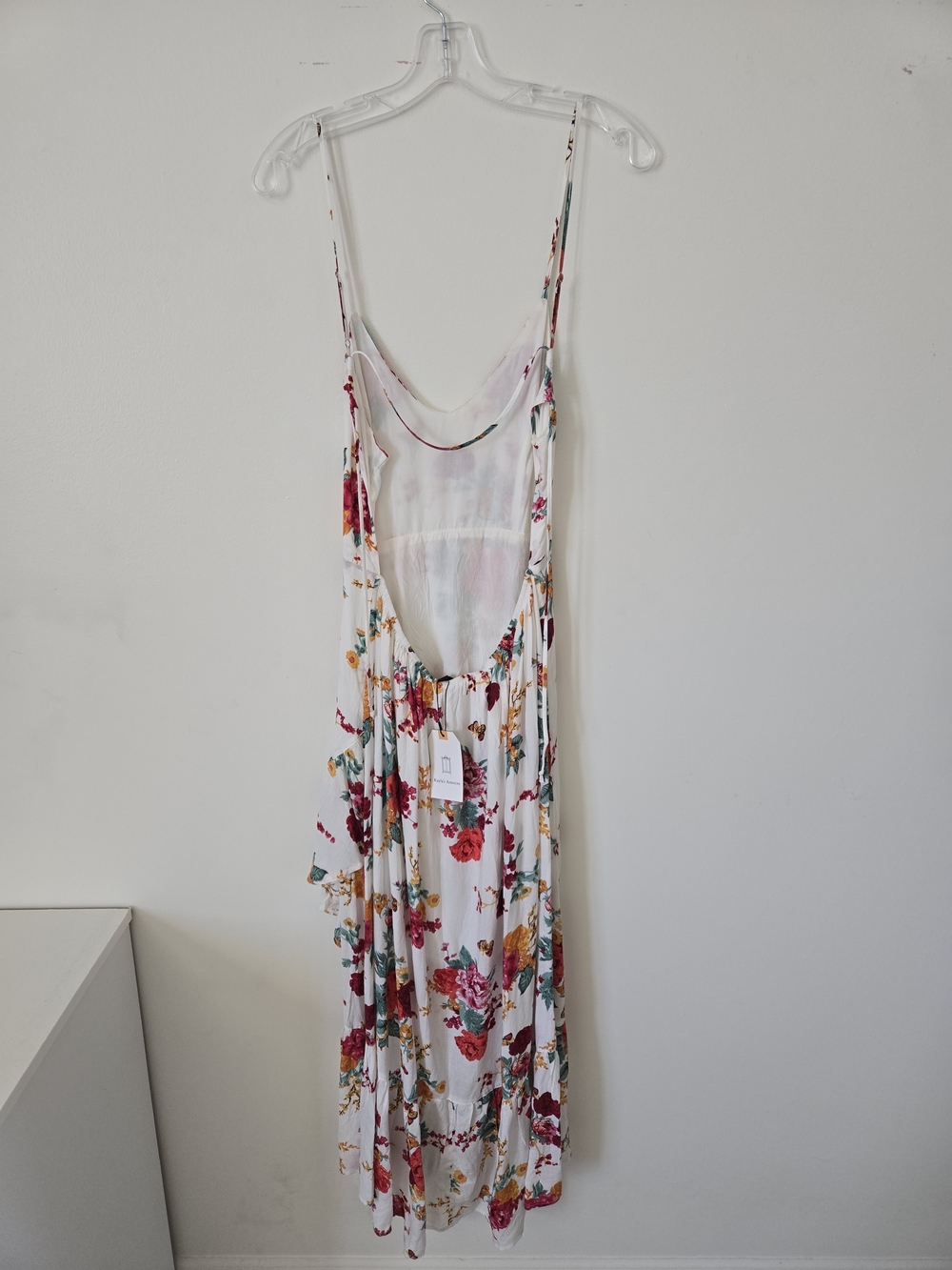 NWT Floral White Maxi Slip Dress with Adjustable Ties & Straps - Picture 2 of 2